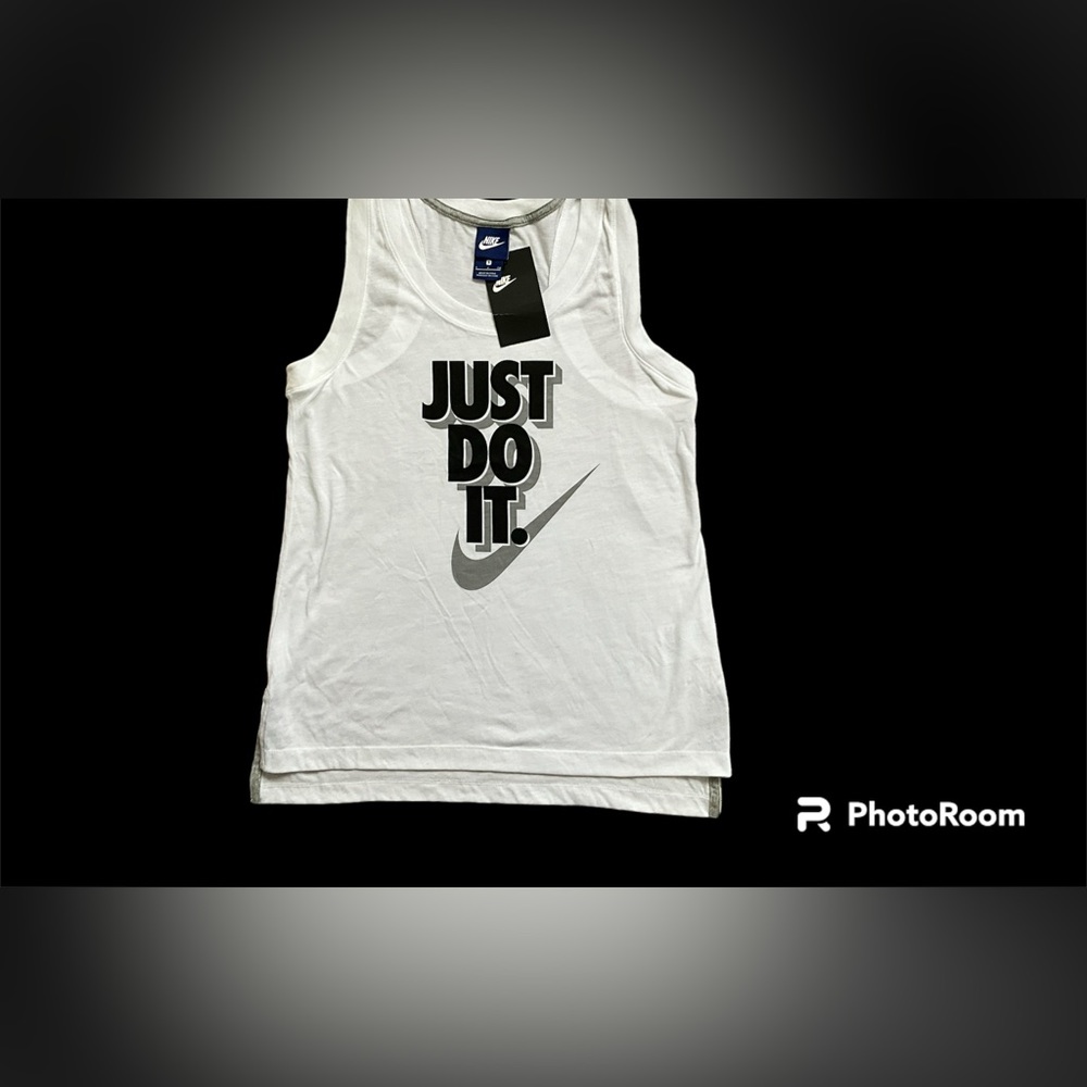 Nike ladies white and black tank top, size S